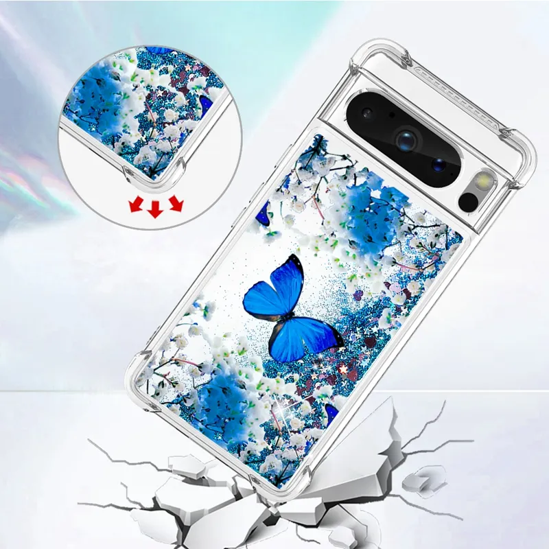 XINYEXIN Glitzer Handyhülle Für Google Pixel 7a – Transparent, Stoßfest, Mit Glitzeraufkleber, TPU, Lila