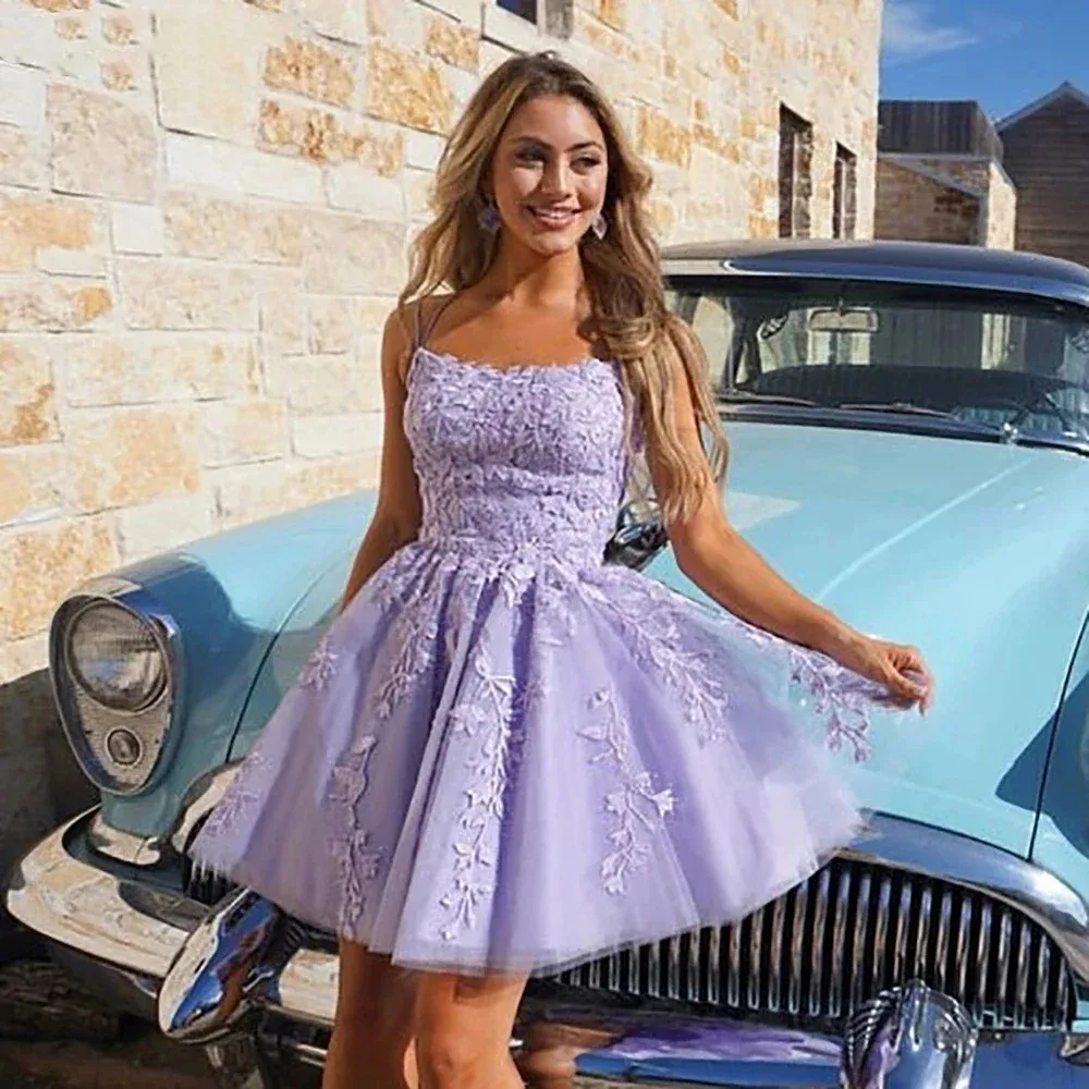 Lace Short Prom Dresses Purple Short Lace Homecoming Dresses: Mini