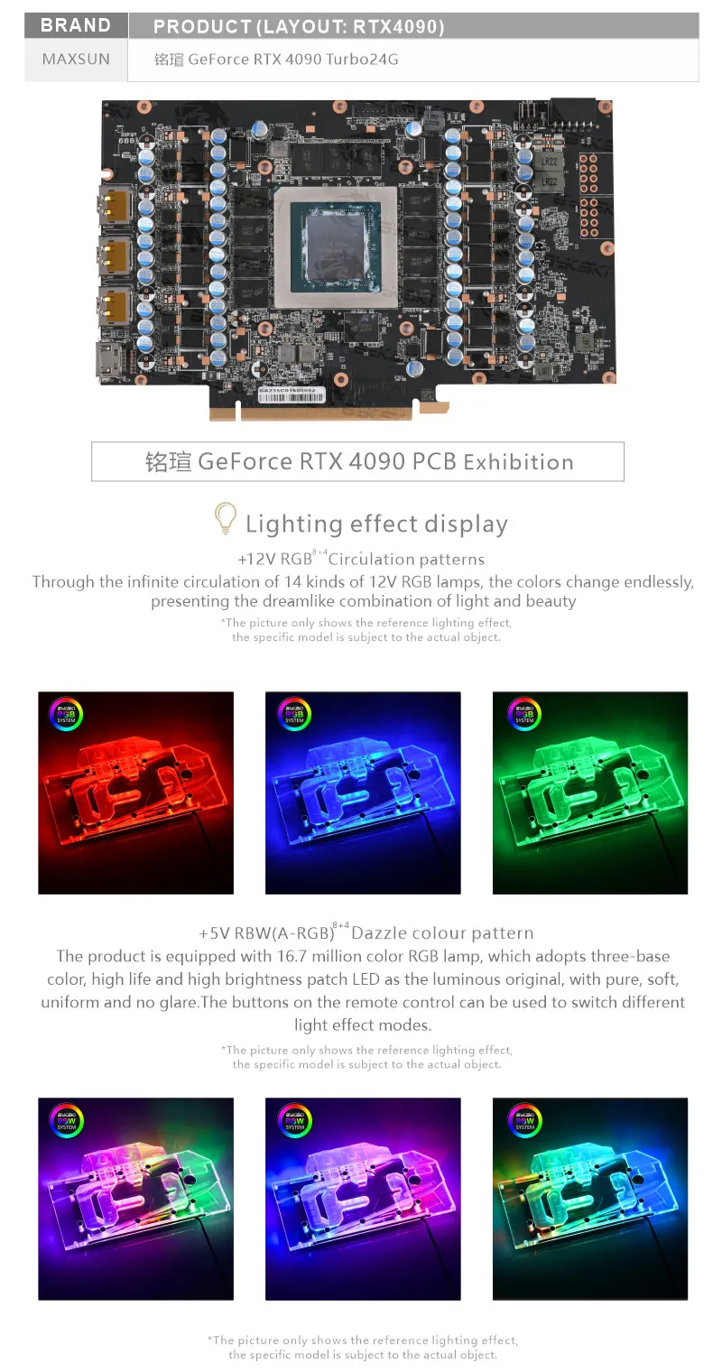 Bykski Acrylic GPU Water Block for Mingxuan GeForce RTX4090 Turbo
