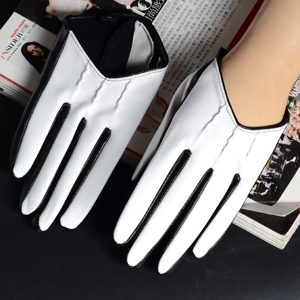 DHgate.com:Genuine Leather Half Palm Punk Wrist White Short