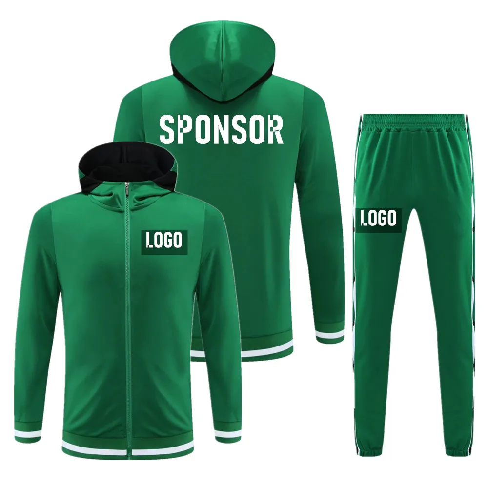 Mens Basketball Tracksuit: Hooded Jacket Side Button Pants for