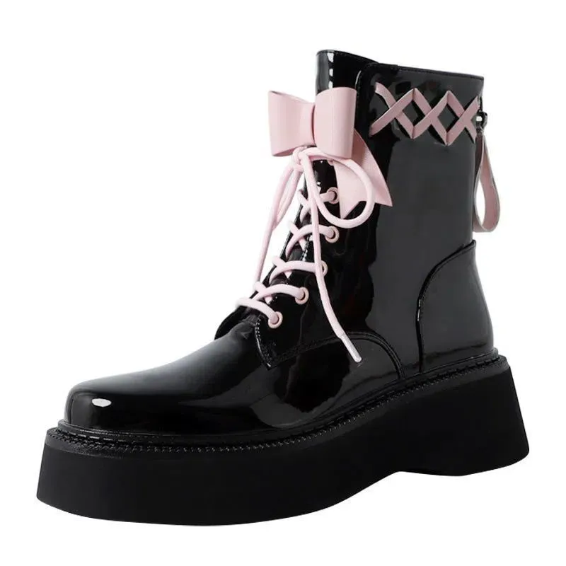 Kawaii Cute Platform Booties: Chunky Lace-up Footwear from Dhgate