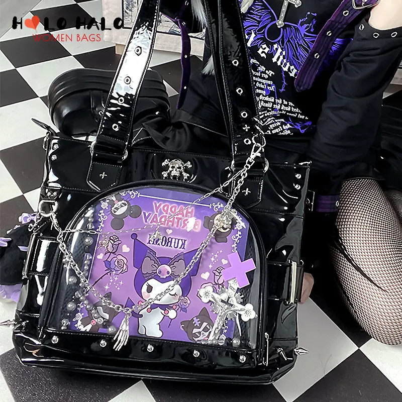 Y2K Ita travelon bags - Punk Style Women's Clear Pocket Y2K Ita travelon bags - Punk Style Women's Clear Pocket