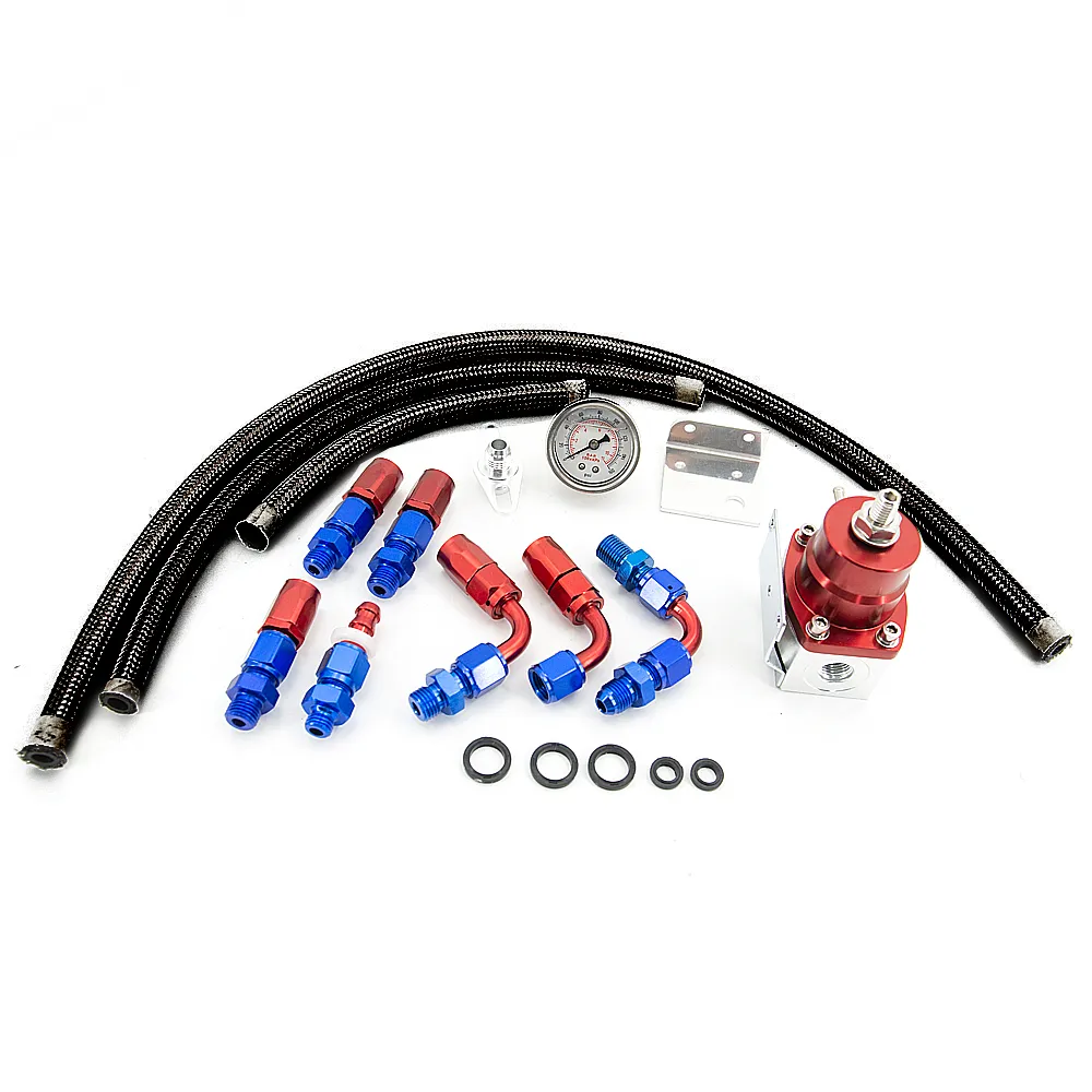 Universal Adjustable Fuel Pressure Regulator With Gauge – 160 Psi, Blue, Oil-Filled