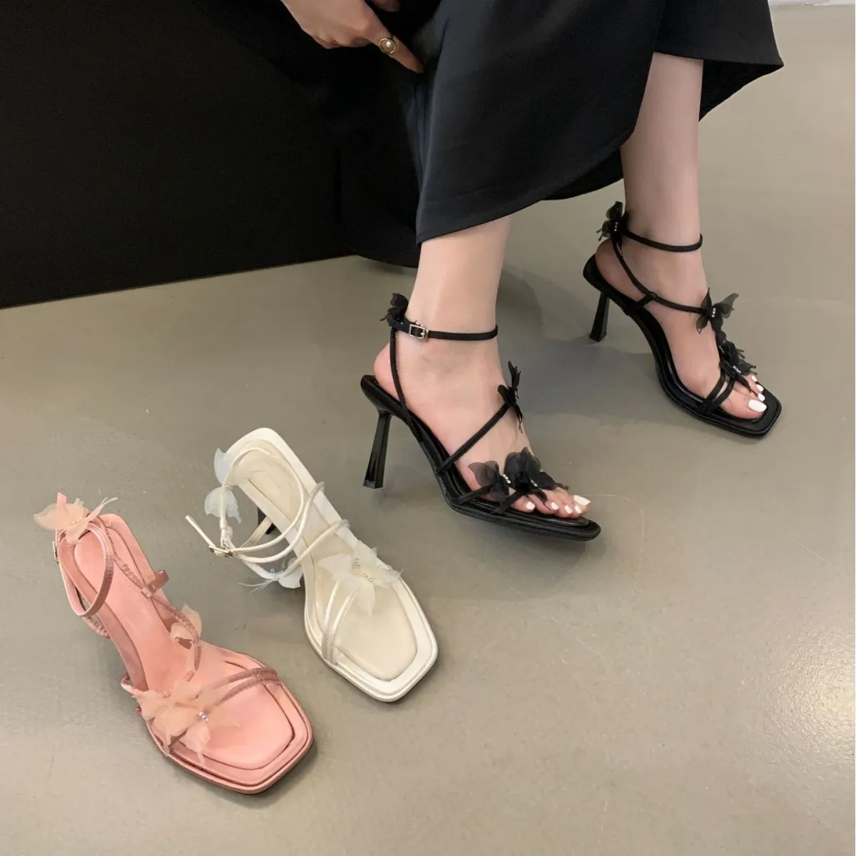 Pink Fairy Sandals: New Summer Style Slim Heeled Roman Shoes