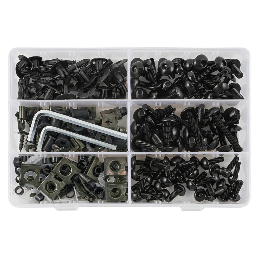 thumbnail image 2 of Complete Fairing Bolt Kit For Kawasaki Ninja – 195pc Black Alloy Screws For ZX6R, ZX7R, ZX9R, ZX12R 2 of 6