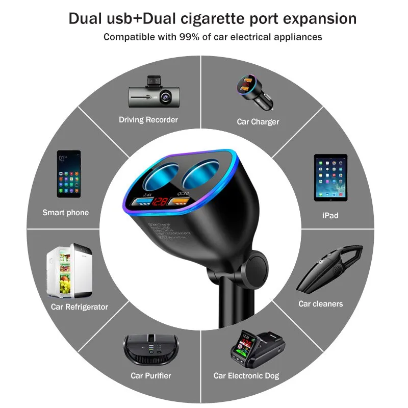 12V/24V 66W Car Cigarette Lighter Power Splitter Adapter with Dual USB  Ports and LED Voltage Display from Dhgate Car Stickers