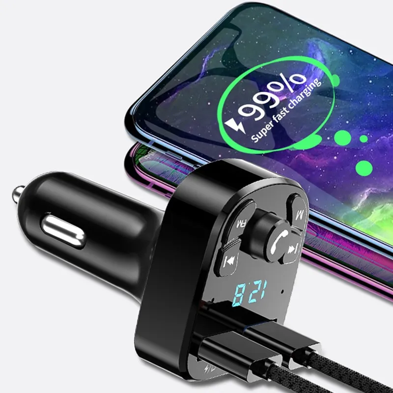 2024 Bluetooth Car MP3 Player Dual USB Fast Charger FM Transmitter Bluetooth Receiver Hands free Music Player Speaker Multifunctional Car Kit