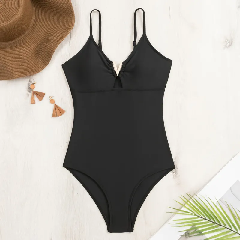 Black One-Piece Large Swimsuits Closed Plus Size Swimwear