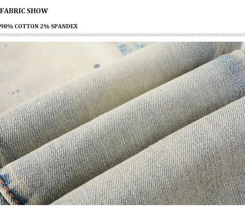 Mens Vintage Split Painted Jeans Blue And Yellow Designer Fit_voghion.com