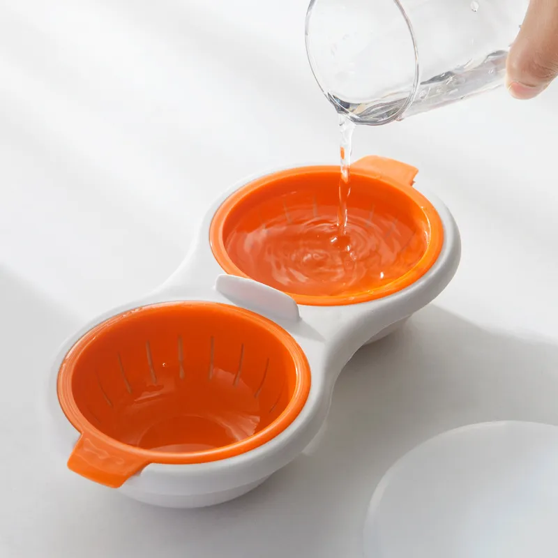 Cheap 2Pcs Egg Poacher Reusable Easy To Clean Egg-shaped Microwave Heat Resistant Egg Cooking Cup For Home