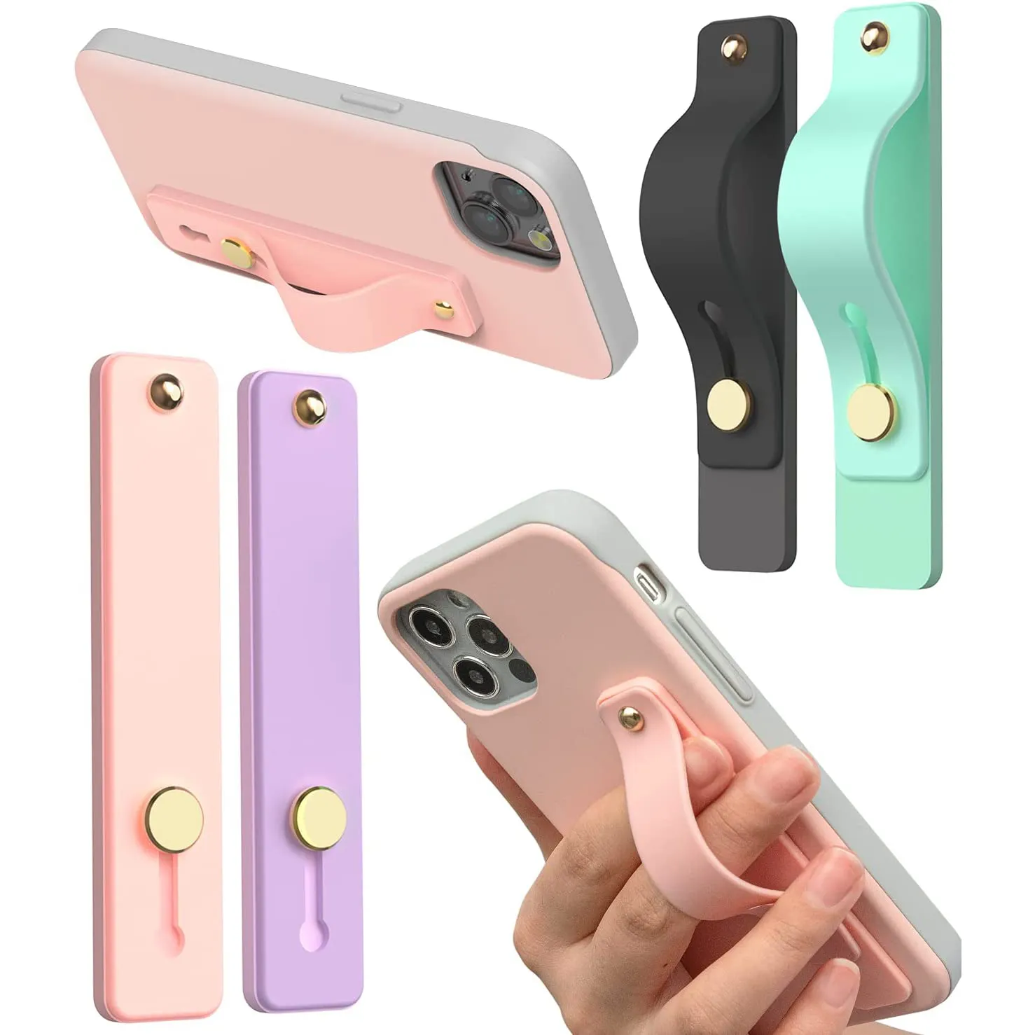 Cell Phone Holder Stand Silicone Finger Grip Strap: Portable