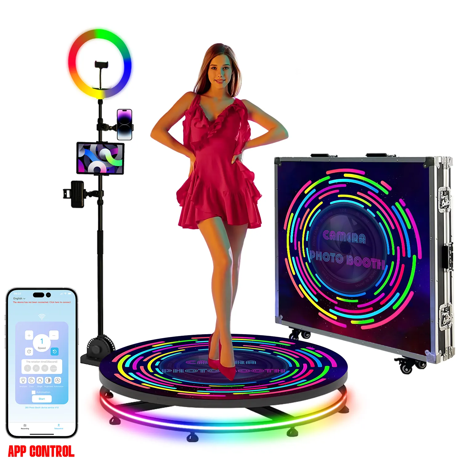 360 Photo Booth: Portable Rotating Selfie Camera With Auto Spin 