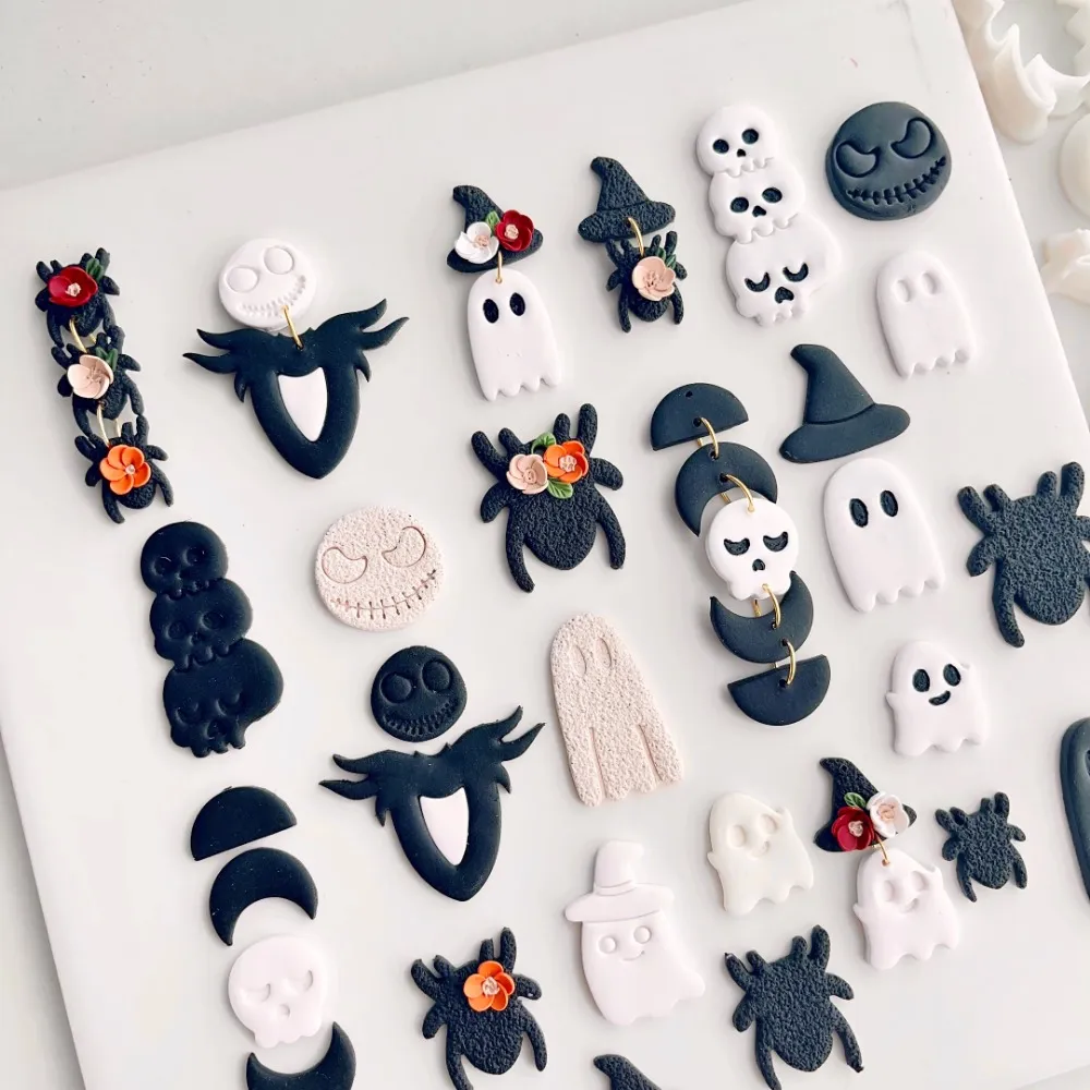 GOTO CLAY TOOLS Halloween Silkscreen Stencils - 3 PC Spider Web & Ghost Designs For Polymer Clay