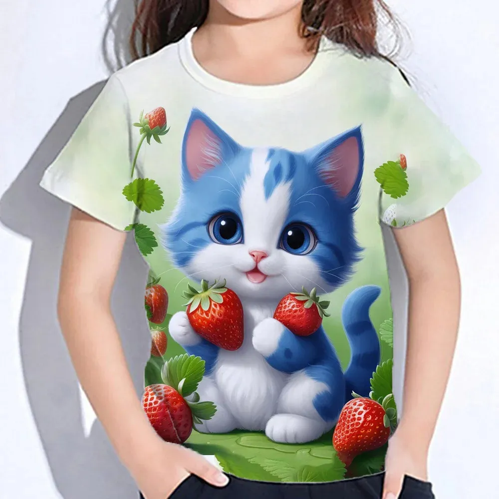 Cat t shirt for girls sales