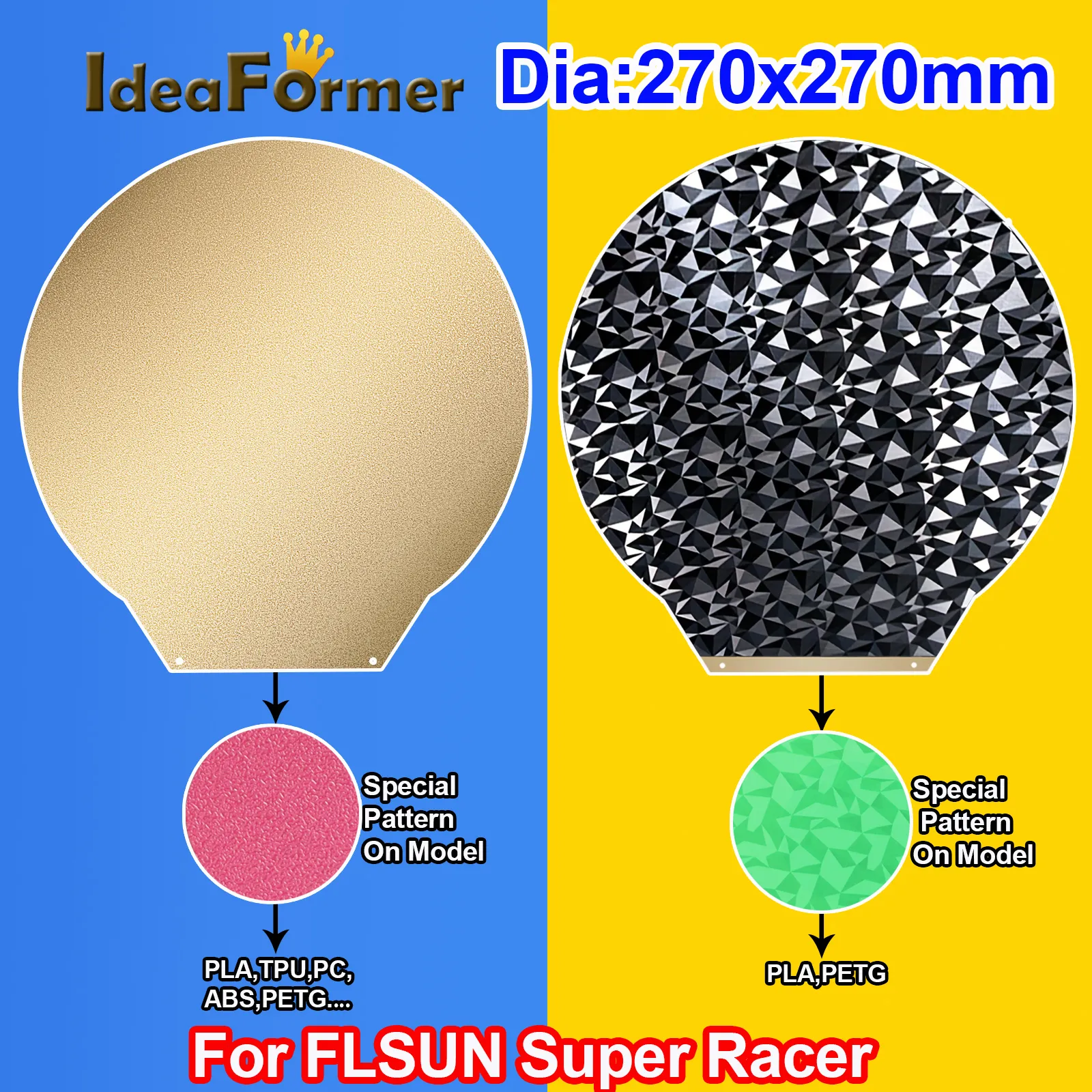 Dia 270mm Magnetic Spring Steel PEO Sheet, Flexible PEI Plate for Flsun ...