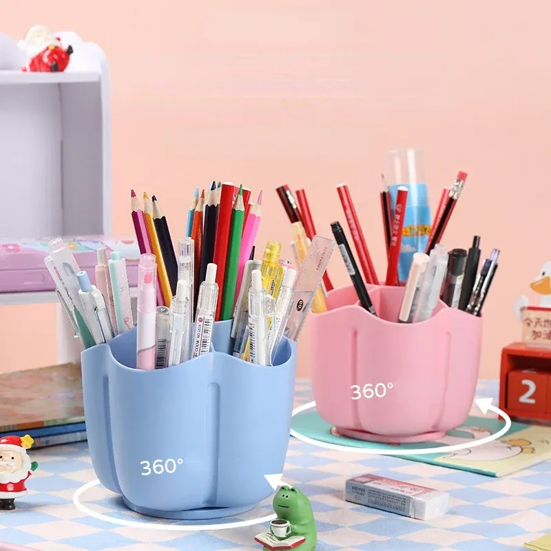 360° Rotating Pen Holder Large Solid Pencil Storage Box, Desk Organizer ...