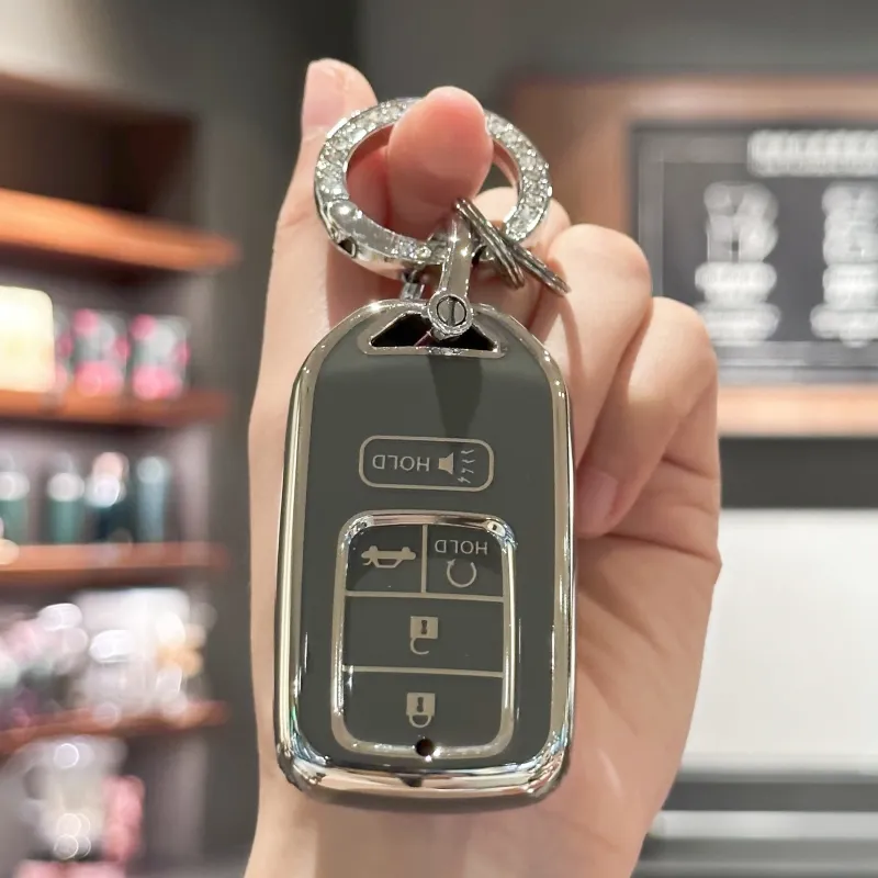 Bling Keychain Key Fob Cover for Honda Accord Civic CRV Pilot Ridgeline Passport 2024 Smart Remote Key Protector Case