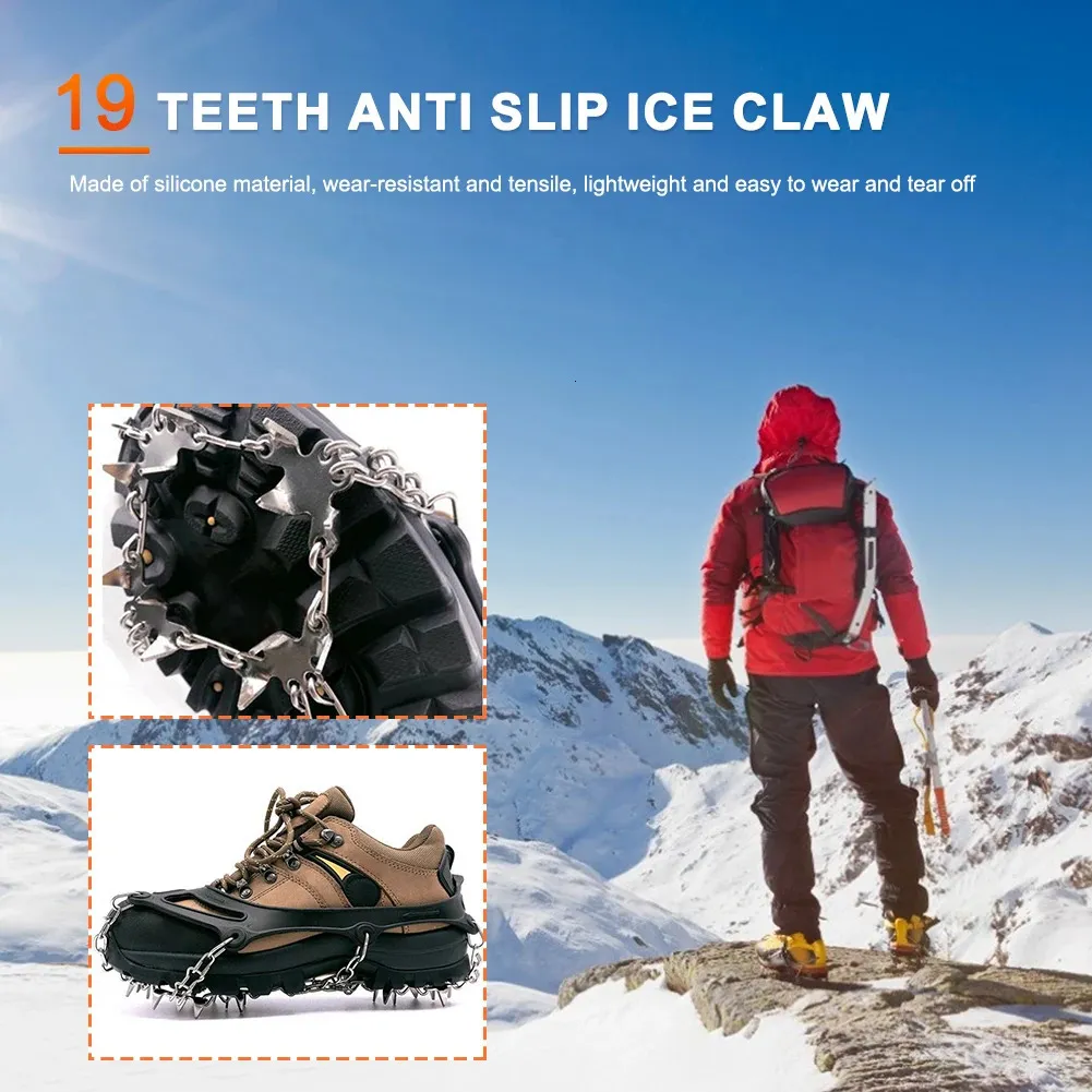 24 Teeth Crampons Anti Slip Snow Grips Ice Climbing Snowshoe for Hiking Mountaineering