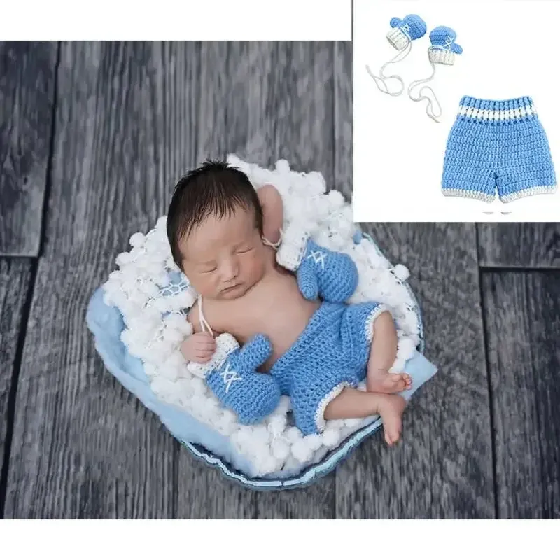 Adorable Crochet Boxing Gloves and Shorts for Newborn Baby Photography Props
