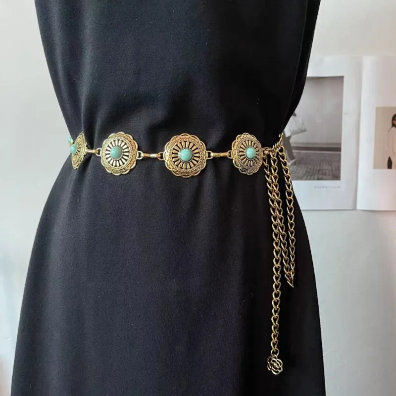 Women Bohemian-Style Metal Waist Chain Belt Body Jewelry for  display picture 1