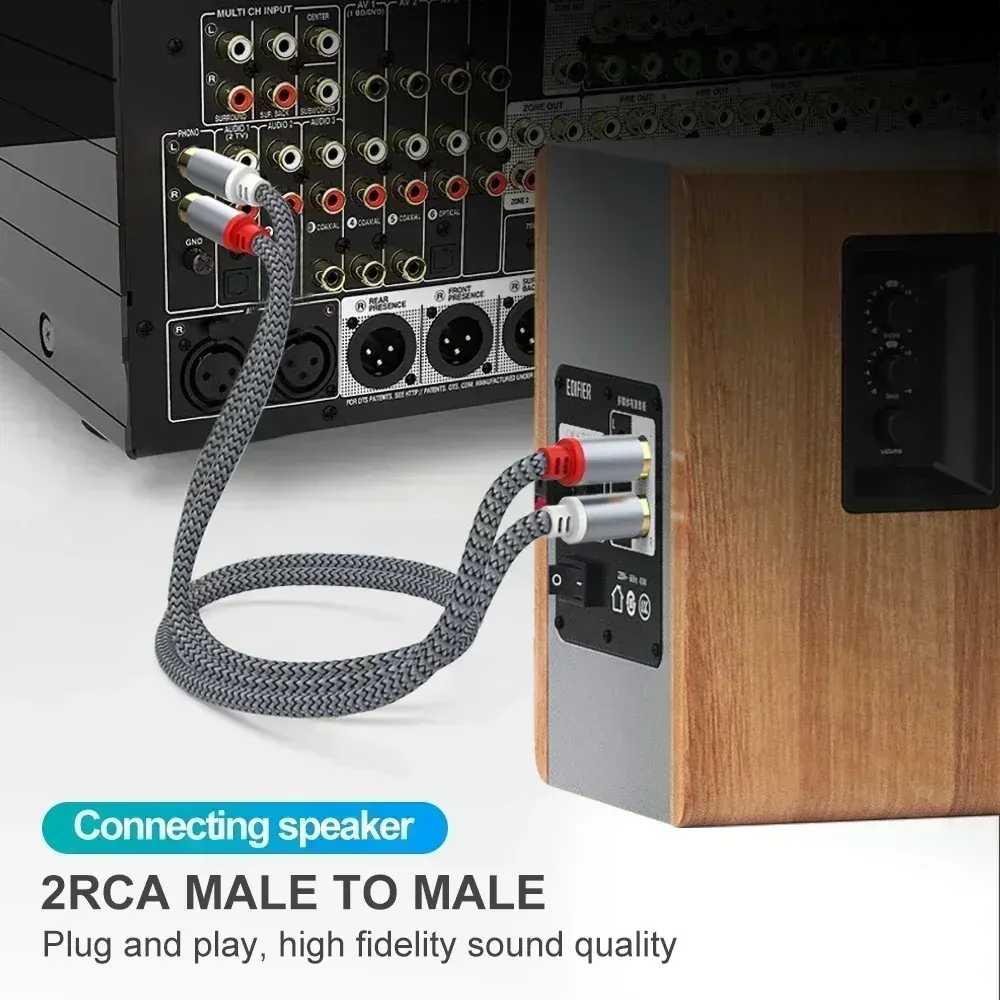 OEM ODM Audiophile 3.5mm Male 2RCA Male Stereo Audio