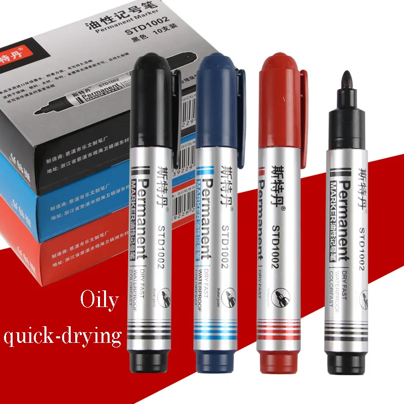 Qneneam 10-Pack Fine Tip Permanent Marker Pens, Waterproof Pen Black And Quick-Drying Ink, Smear-Proof Markers For Wood, Metal, Glass & Plastic, Ideal