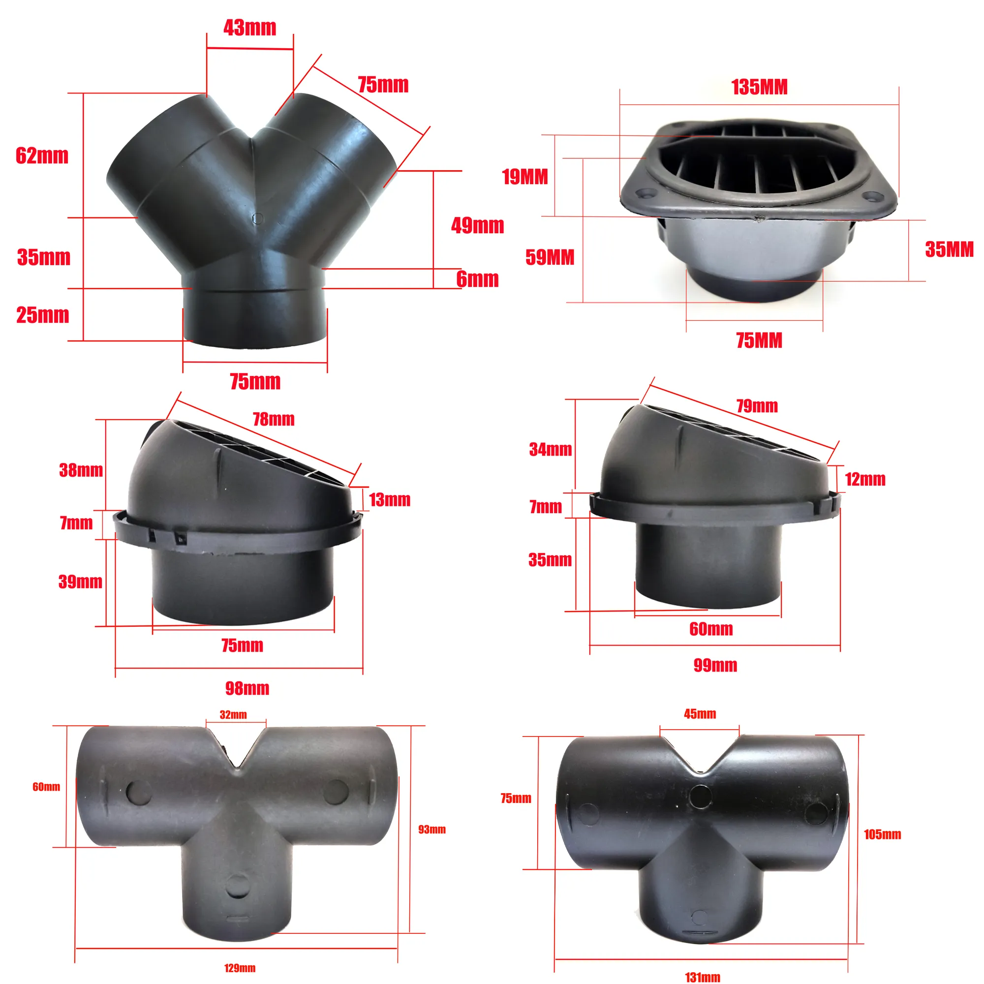 Y Branch 60mm Pour Chauffage Webasto/Eberspacher - Conduit D'air Chaud - Réf 1320814A