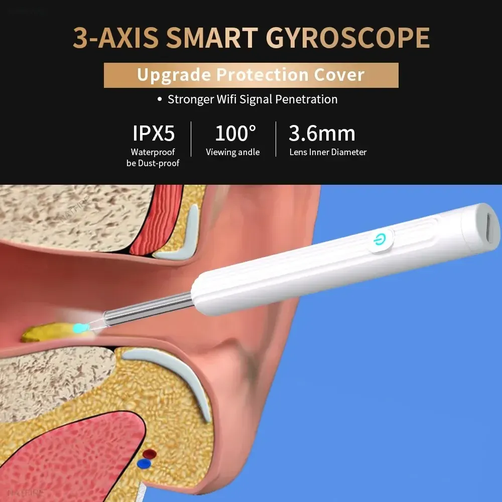 Smart Visual cleaner ears 1296P with USB C Charging,...