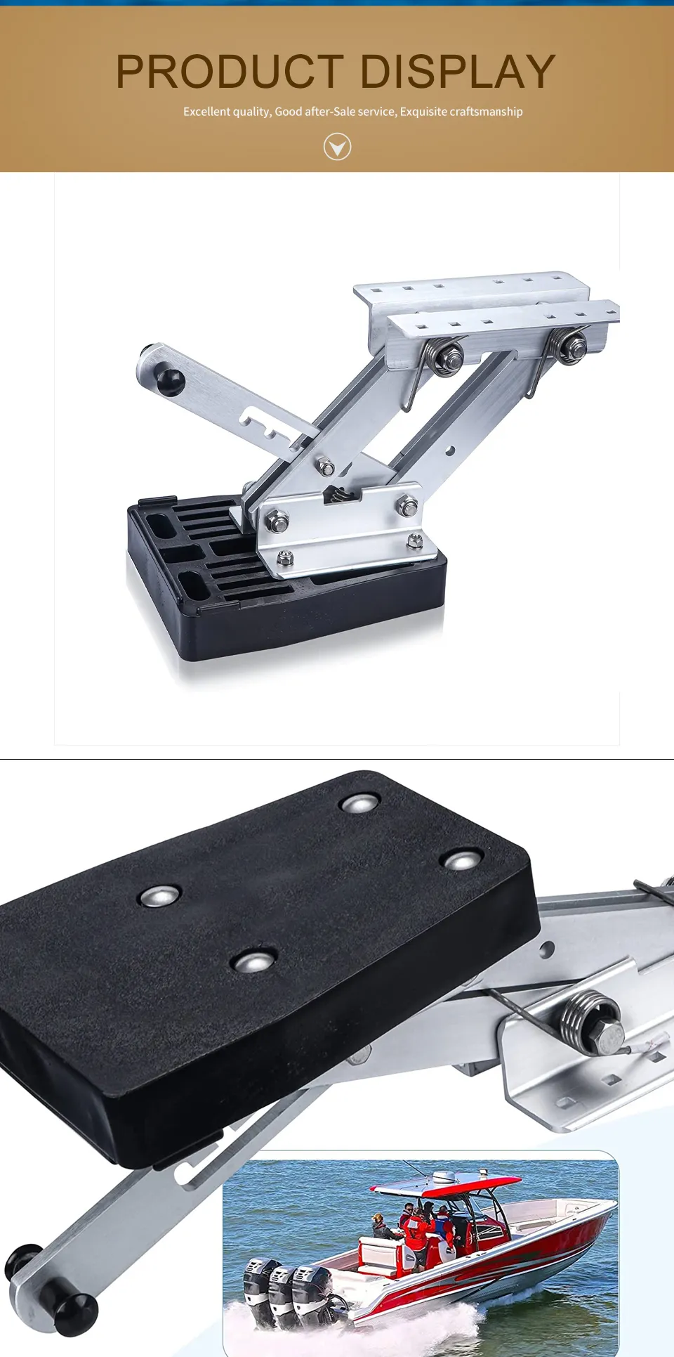 Hadai Aluminum Kicker Outboard Motor Bracket – Heavy Duty Marine Boat Mount, 2-Stroke Compatible