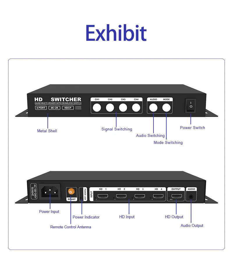 4K LED LCD Video Splitter 4-in-1 AI Security Monitor System; Multimedia ...