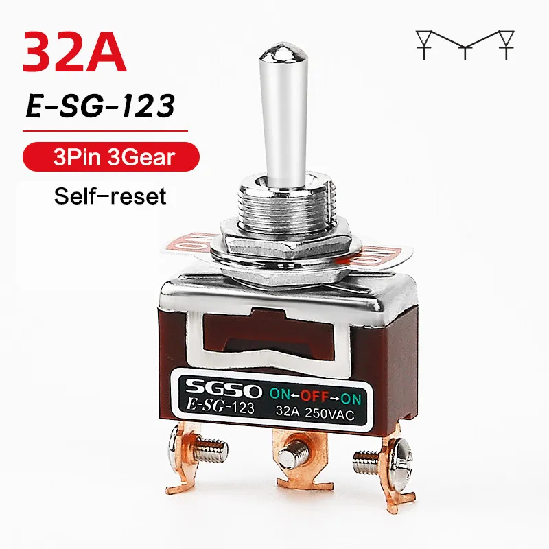 32A 250VAC High Current Toggle Rocker Switch With Self Reset/Self ...
