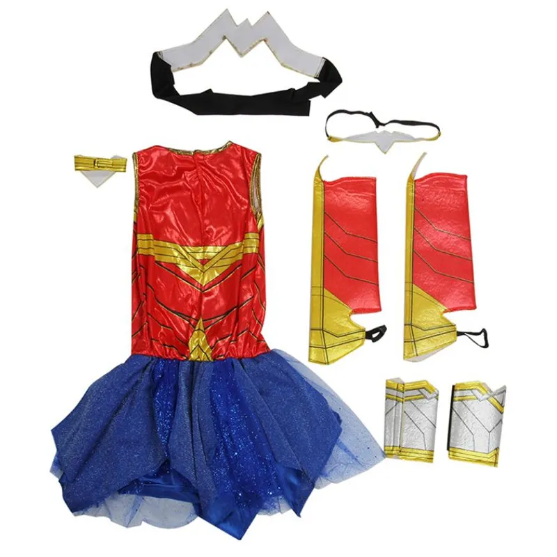 Kids Wonder Woman Costume, Superhero Cosplay Halloween Costume For - Main Image