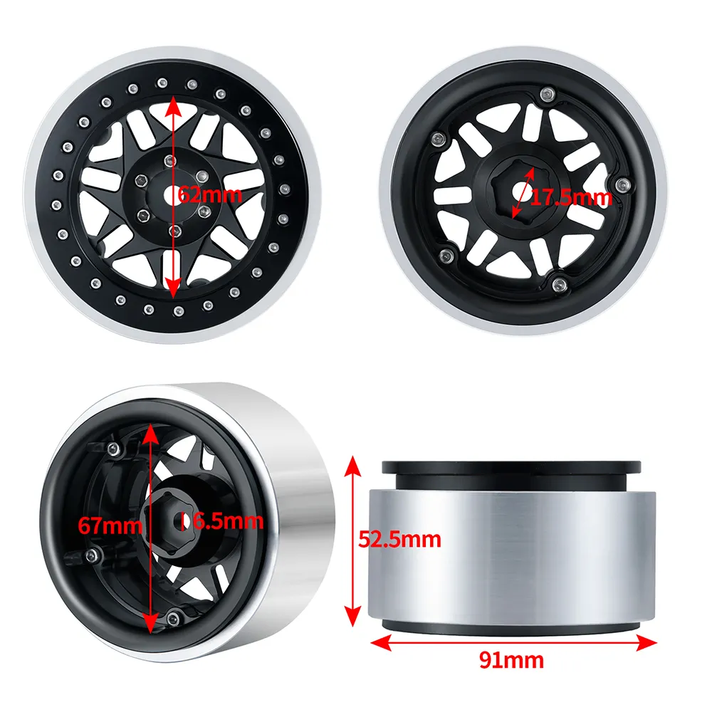 Amazon.com: KEBEILEE CNC 2.9'' Aluminum Bead Lock Wheel For