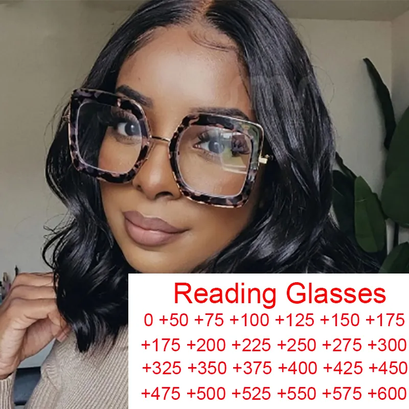 TR90 Reading Glasses Oversized Square Frames Blue Light Blocking