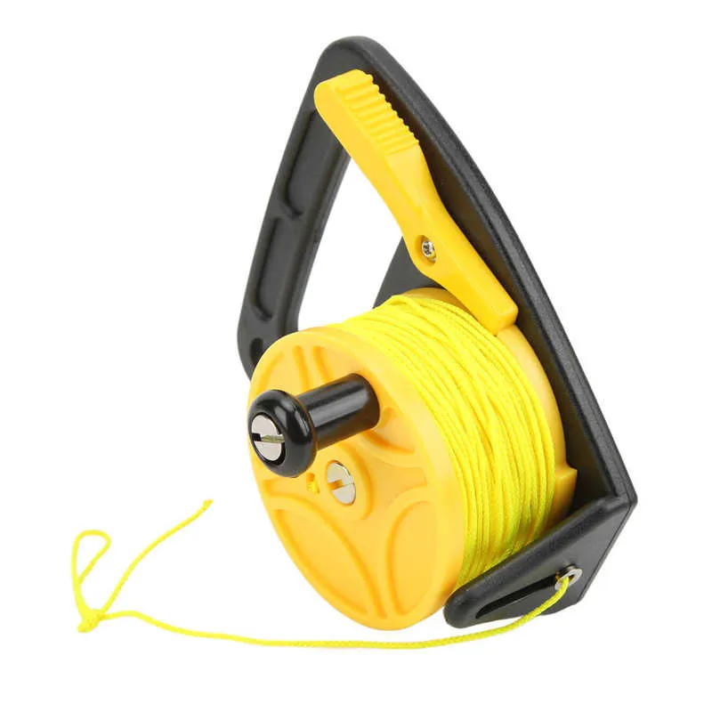 Diving Reel Scuba Diving Reel With 46m Nylon Line Sturdy PC Construction For Cave Diving Exile Diving Snorkeling Water Sports Yellow Wheel | US