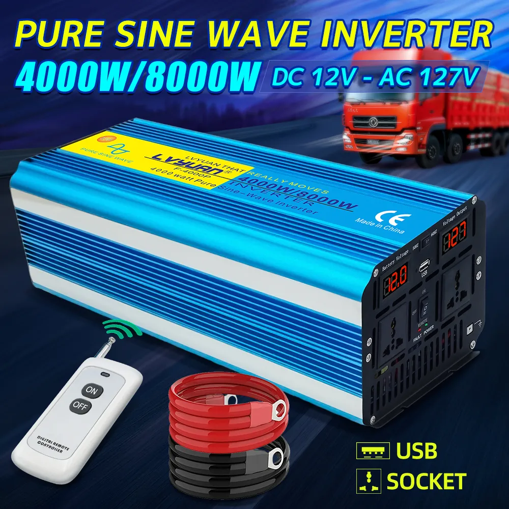 DHgate.com:Lvyuan 4000W/8000W Pure Sine Car Power Inverter w/ USB 