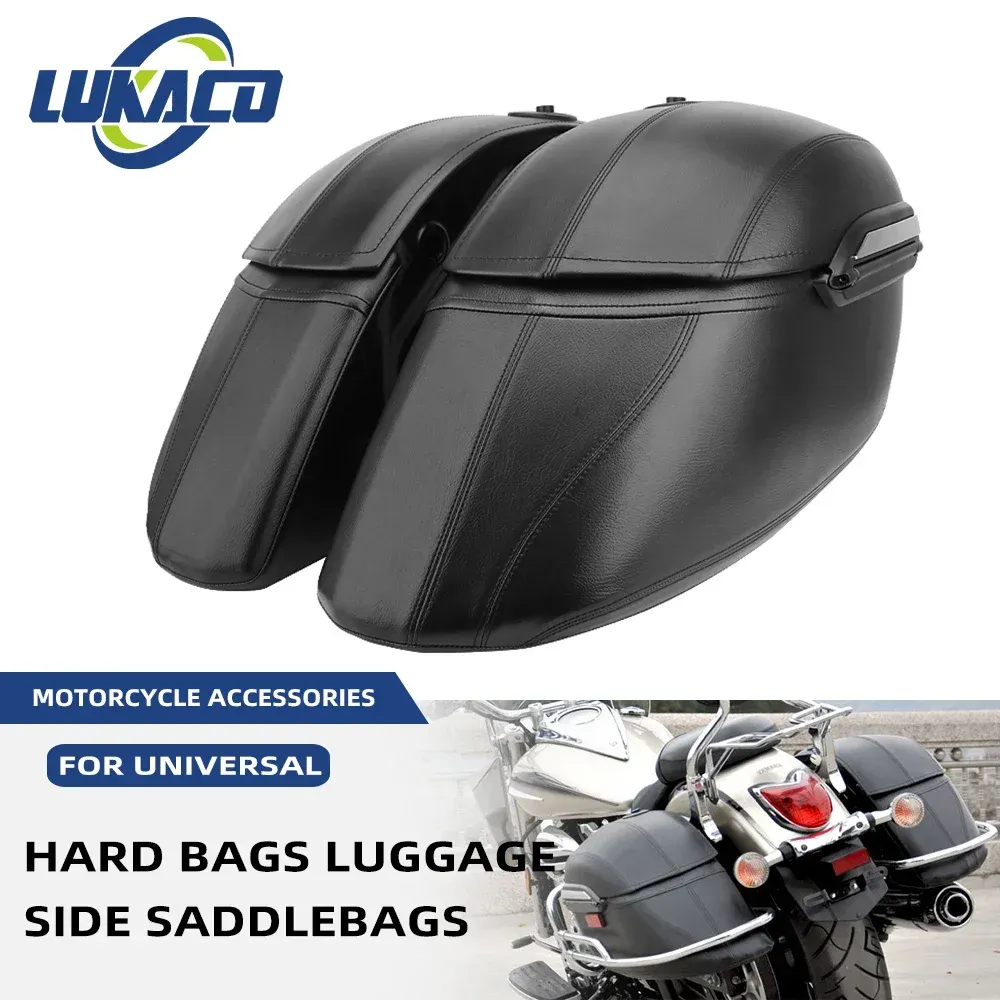 DHgate Universal Motorcycle Black Classic Hard Bags Saddlebags Side Luggage Box Mounting Kit For Honda Kawasaki For Harley Dyna Touring Automobiles Motorcycles