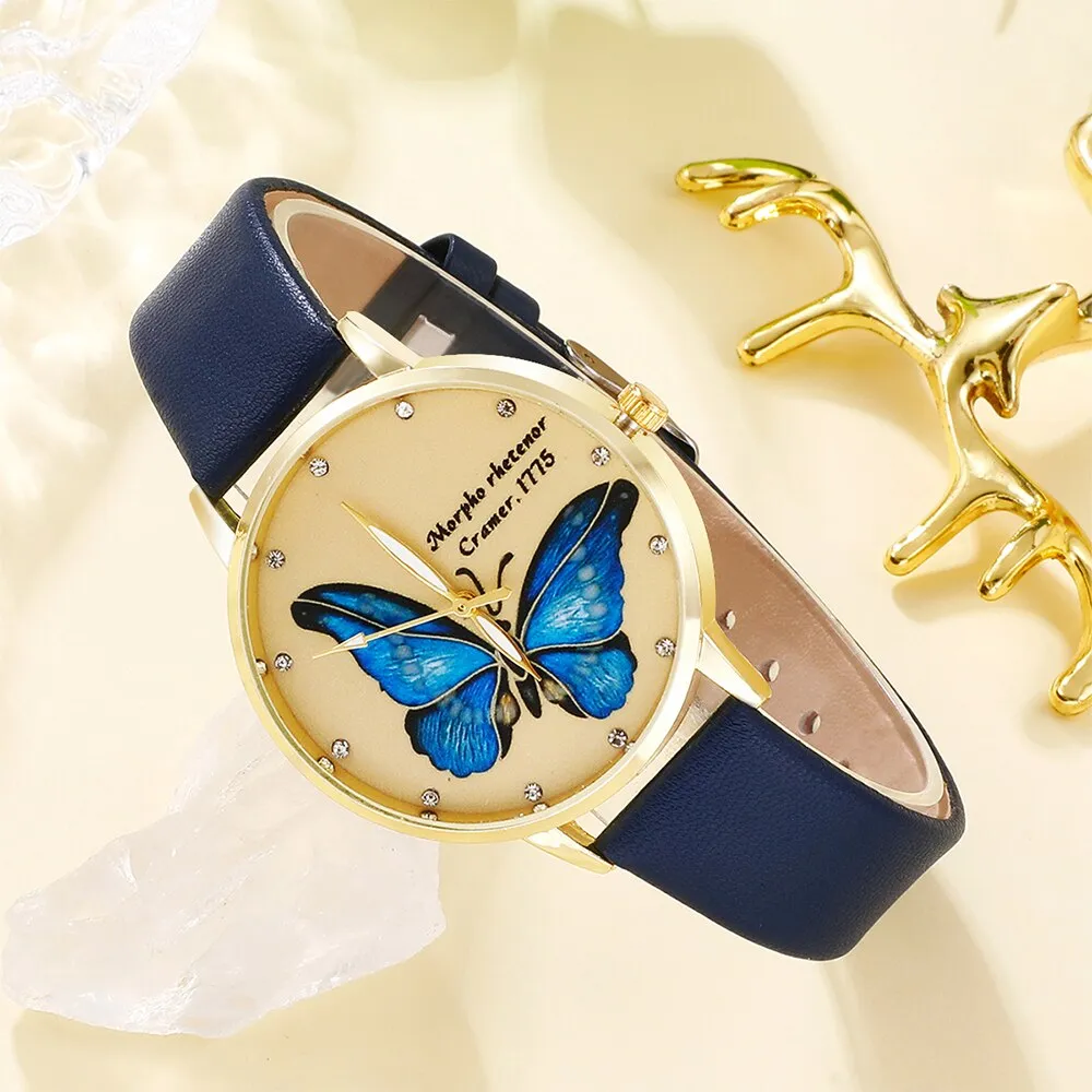 Gold Butterfly Vintage Style Unique Dainty Women’s Wrist Watch Elegant Gift Amazon.com: Generic Glitter Butterfly Watch for Women  main image 2