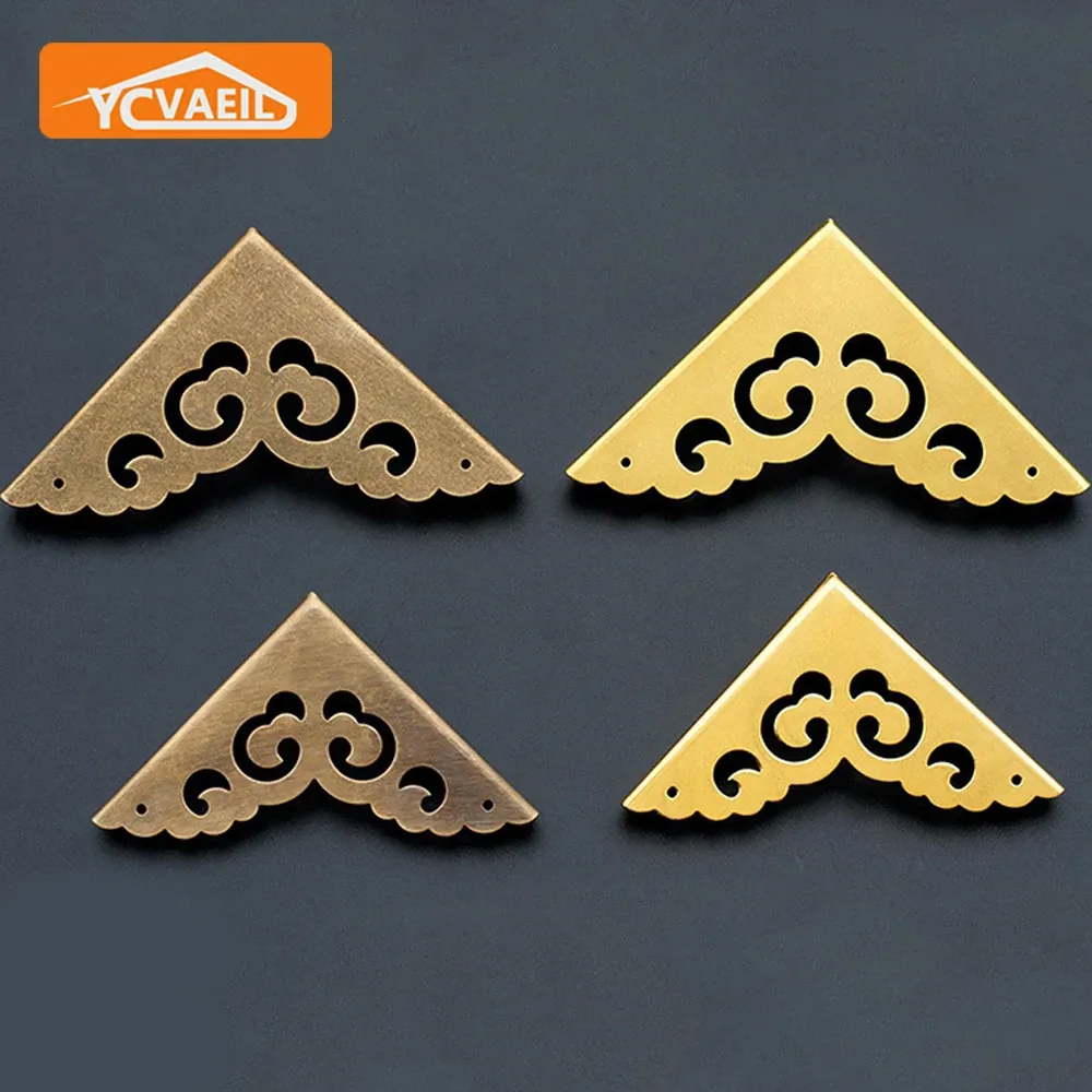 Dophee 12-Pack Antique Brass Box Corner Protectors – L-Shape Edge Guards For Furniture