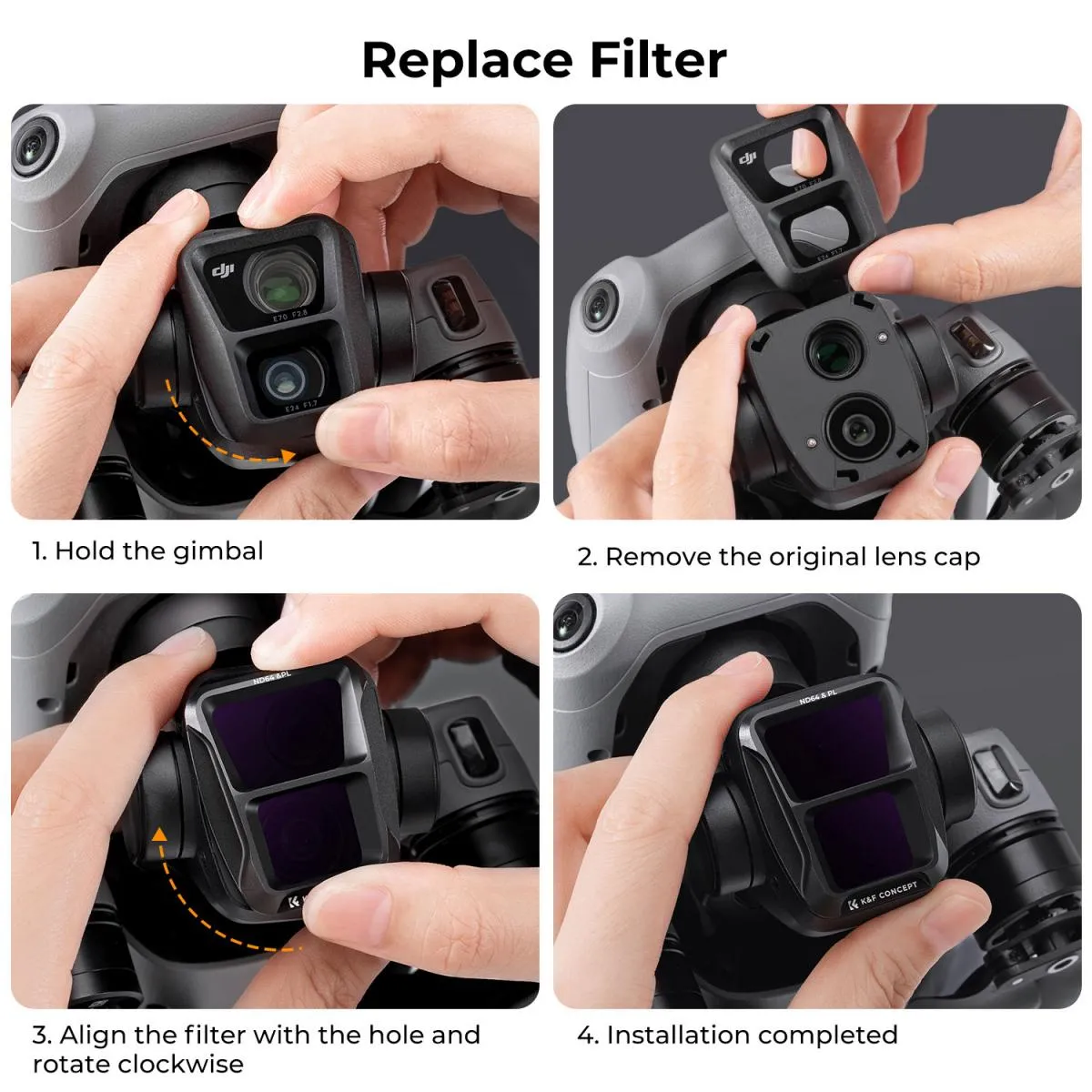 K&F Concept ND/PL Filters For DJI Oso Action 4/5 Pro- ND8&PL, ND16&PL, ND32&PL, ND64&PL- 4-Pack