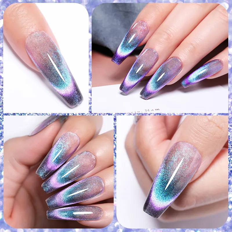 milly nail✴︎ DHgate.com:LILYCUTE Cat Eye Gel Nail Polish, 9D Laser