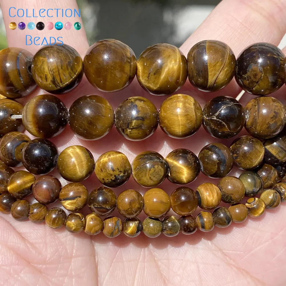 15" Strand Natural Green Tiger's Eye Round Loose Beads 6/8/10/12mm For Jewelry Making