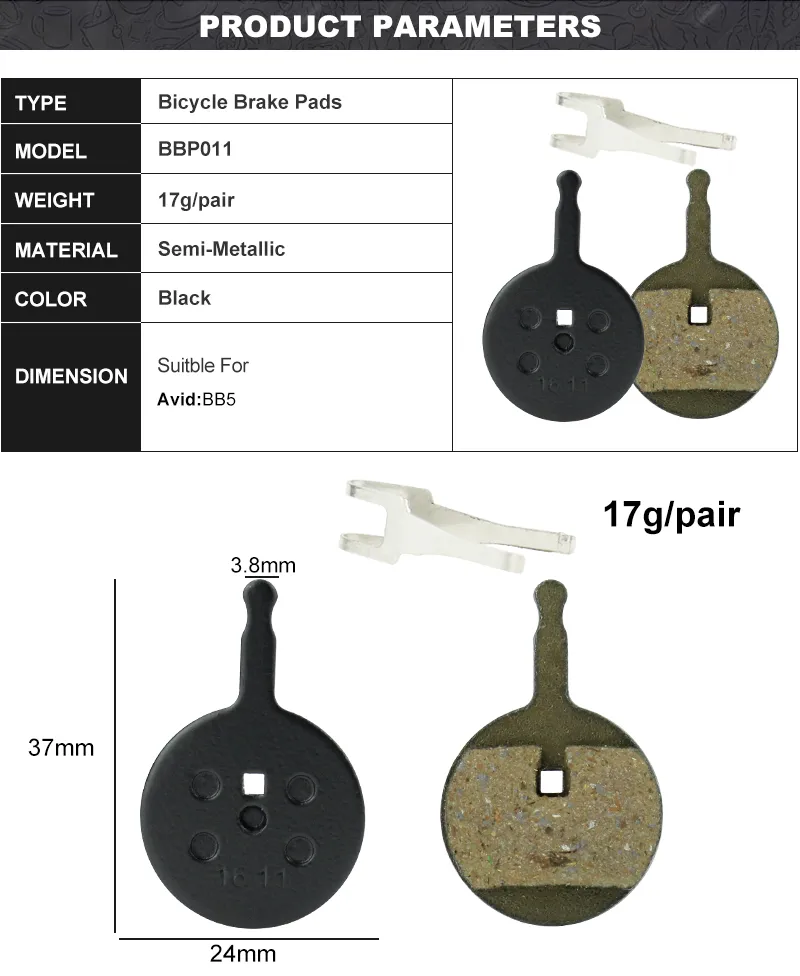4 Pairs (8 Pads) Semi-Metallic Disc Brake Pads For Avid Elixir Hydraulic Brakes – Citomerx