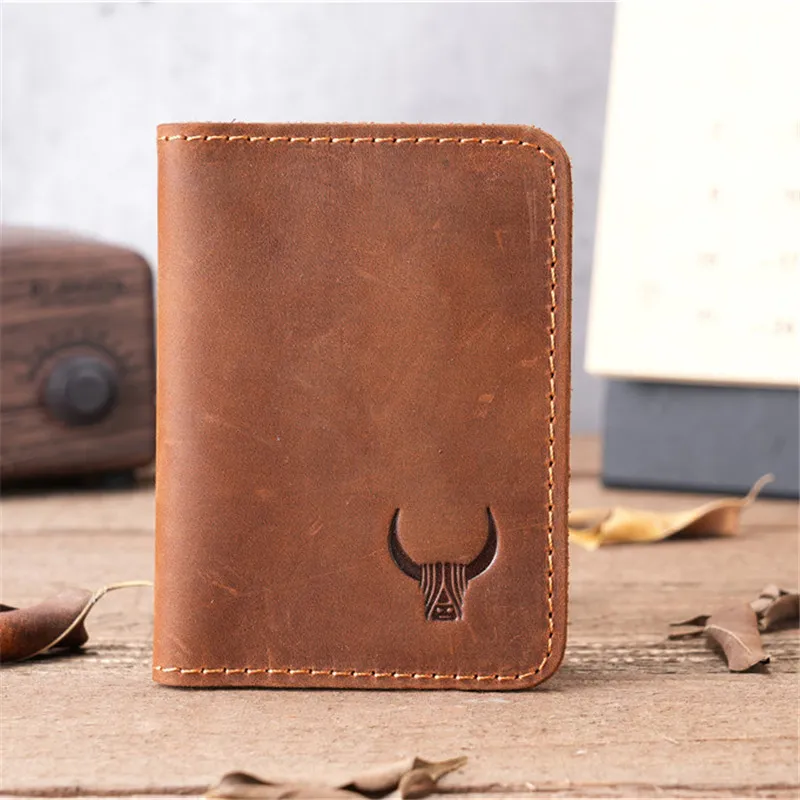 Crazy Horse Leather Wallet for Men and Women Full Grain Genuine