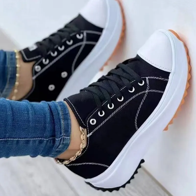 Wholesale Canvas Sneakers For Women Lace Up Tennis Shoes With Platform Comfort At Only 81.65 DHgate.Com