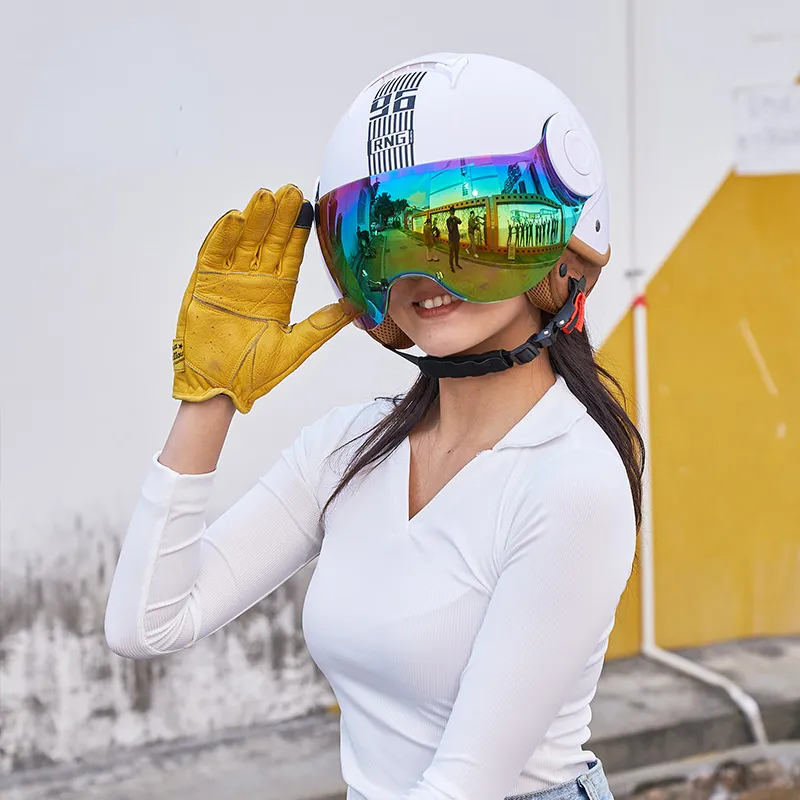 Retro Motorcycle Helmet Korean Style Summer Unisex 3 4 Open Face Motorcross Helmet for Electric Vehicle