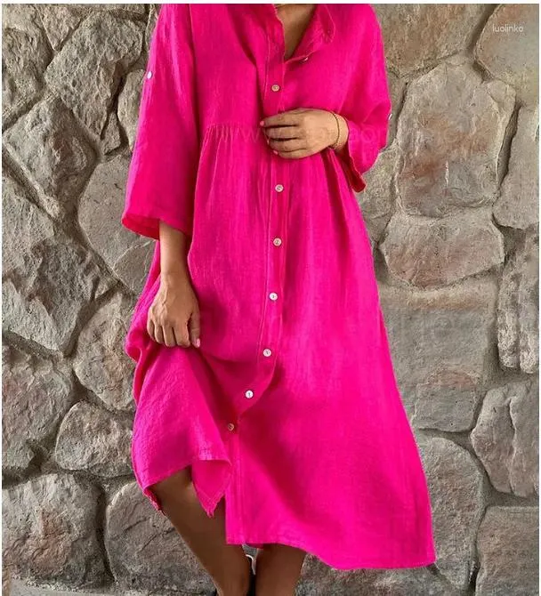 open lace back dress Hot Pink Mini Shirtdress in Cotton Voile main image 1