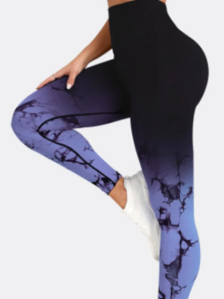 Seamless Womens Yoga Pants, High Waisted Gradient Color Gym