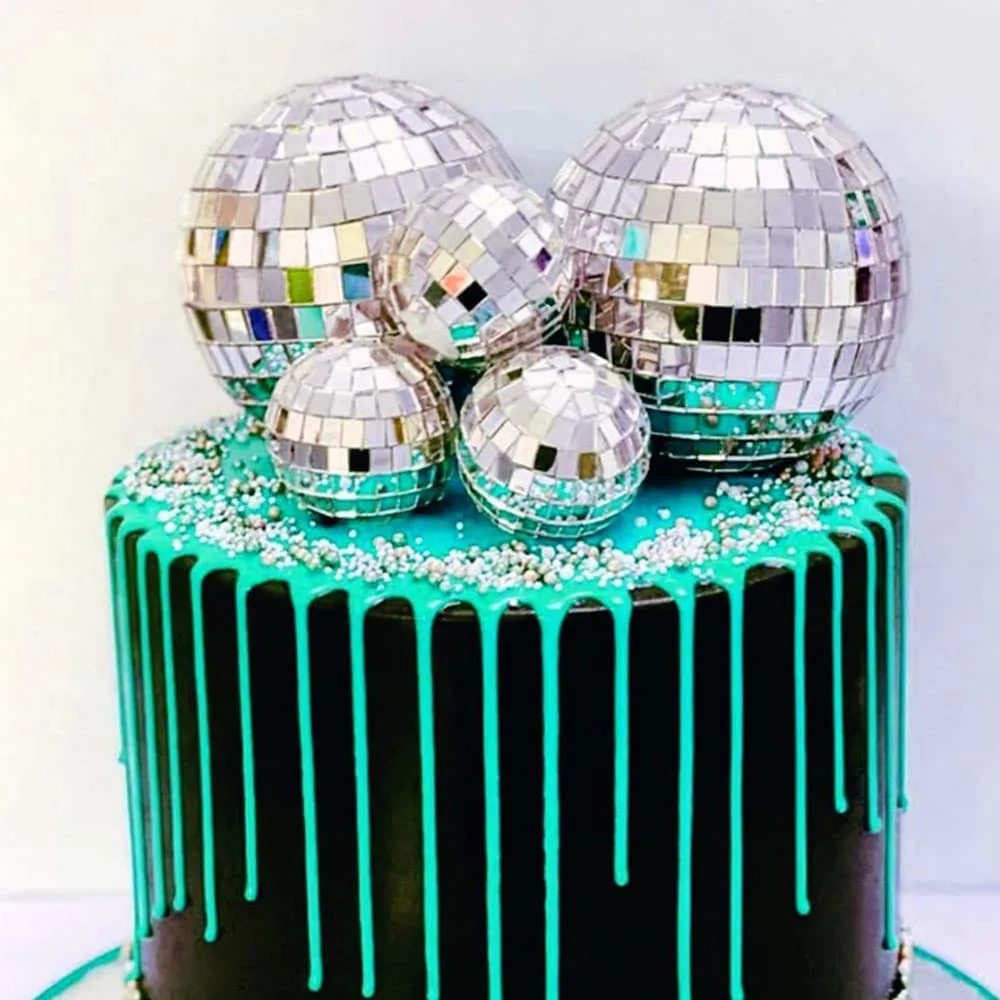 36 Décorations De Gâteau Disco - Boules à Paillettes, Notes De Musique - Pour Anniversaire 70s/80s/90s